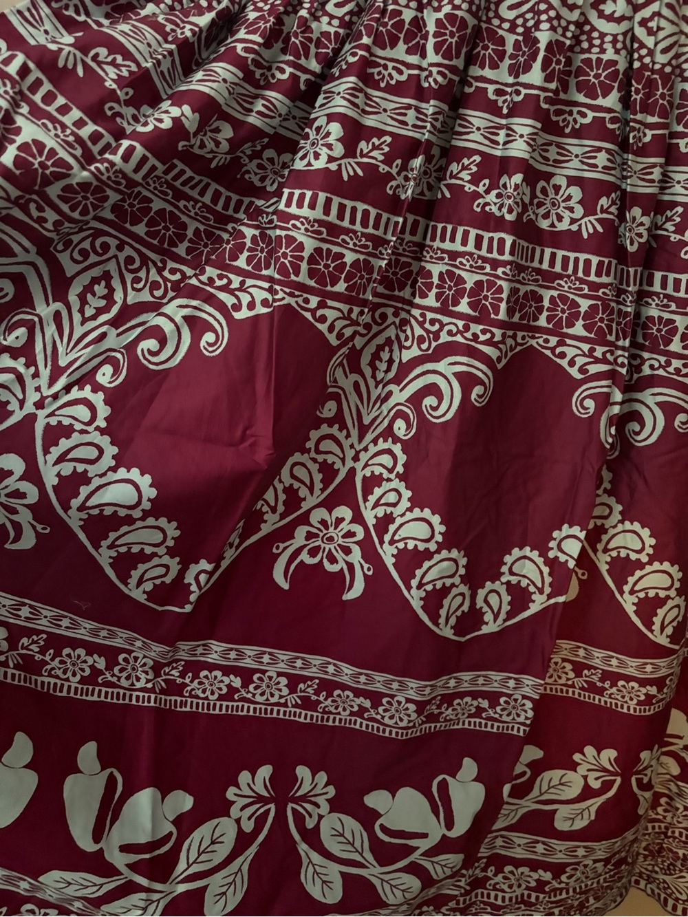FARM Rio X Anthropologie Burgundy and Blue V-Neck Puff-Sleeve Midi/Maxi Dress - Picture 11 of 16